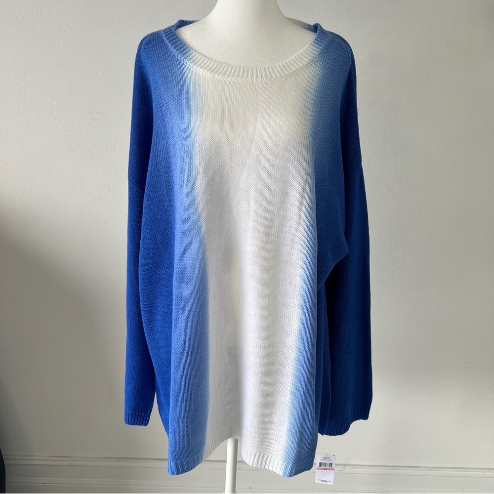 Fever womens nautical long sleeve waffle texture sweater blouse NWT plus size 2x